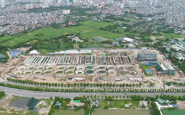 Exterior view of Yen Xa Sewage Treatment Plant