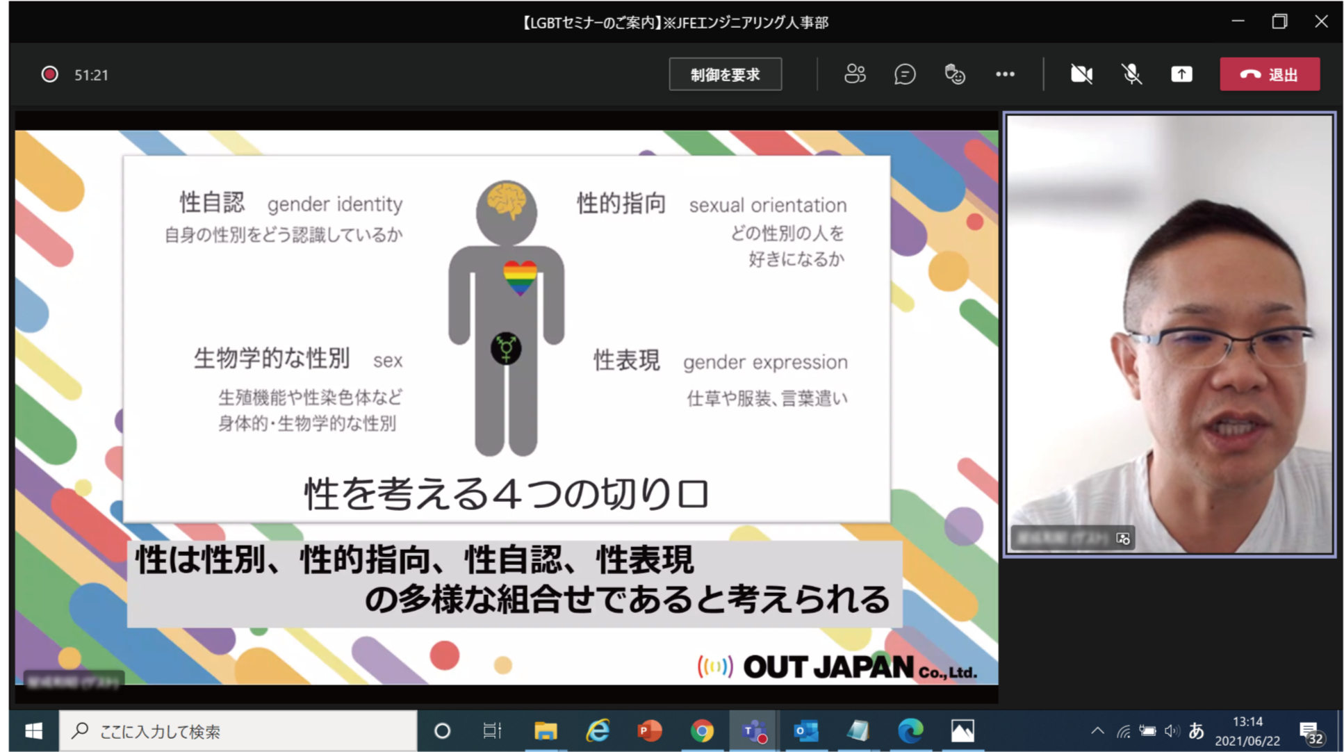 オンラインでスライドを使った研修が開かれている様子